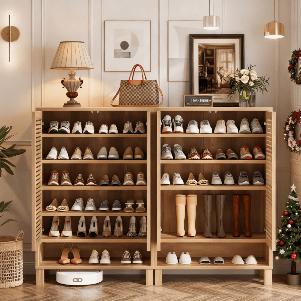Schoenenkast – Schoenopberger – Schoenrek – Schoenmeubel – Schoenkastje – Modern Design – 6 Planken Natuurlijk Eikenhout Look