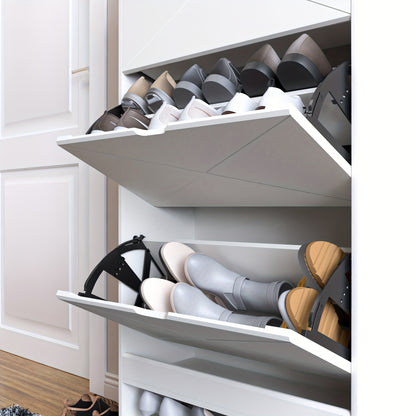 Schoenenkast – Schoenenrek – Schoenopberger – Schoenmeubel – Schoenentoren – Modern Design – 3 Draaibare Lade & 1 Vaste Plank – Wit – Ruimtebesparend