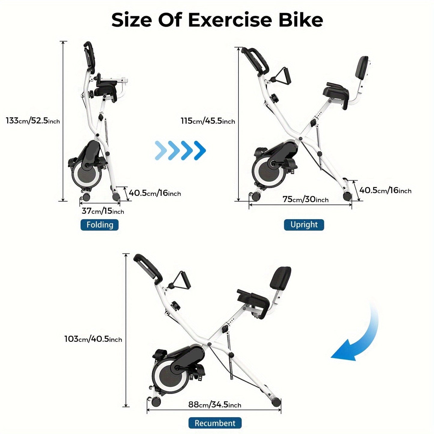 Opvouwbare Hometrainer – Fiets – Stationaire Fiets – Fitnessapparaat – Binnenfiets – 16 Weerstandsniveaus – Stil Riemaandrijving