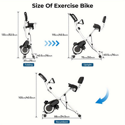 Opvouwbare Hometrainer – Fiets – Stationaire Fiets – Fitnessapparaat – Binnenfiets – 16 Weerstandsniveaus – Stil Riemaandrijving