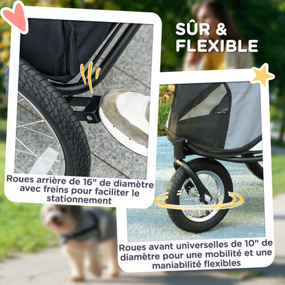 Hondenbuggy – Hondenwagen – Huisdierenwagen – Wandelwagen – Buggy – Opvouwbaar – Rubber Wielen – Tot 40 Kg – Grijs