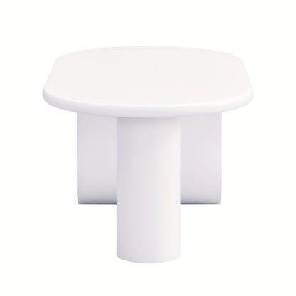 Contemporary White Oval Coffee Table Featuring a Minimalist Design, Sturdy U-Shaped Legs, Low-Maintenance Surface, Perfect for The Living Room, Ample Storage Capacity, Measurements: 98.5 X 53.5 X 42 Cm.