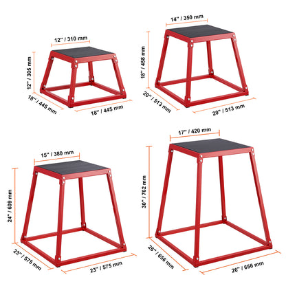 Plyometrische Springbox Set – Plyo Box – Jump Box – Fitness Platform – Agility Box – 4 Hoogtes 30-75 cm – Aluminium Frame Met Antislip Rubber Voetjes