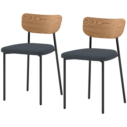 Eetkamerstoelen – Stoelen – Dining Stoelen – Armloze Stoelen – Linnen Stoelen – Grijs – Set van 2 – Met Metalen Poten – Onderhoudsvriendelijk Linnenlook