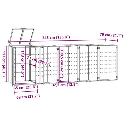 Vuilcontainer – Afvalbak – Buitenbak – Prullenbak – Container – Zware Stalen Constructie – Extra Grote Capaciteit 345x79x117 cm