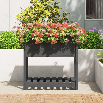 Plantenbak – Bloembak – Tuinbak – Moestuinbak – Kweekbak – Massief Grenenhouten – Weerbestendig – 82,5x54x81 cm – Met Opbergrek