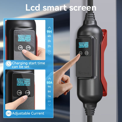 Elektrische Auto Laadpaal – Laadstation – Wallbox – EV Charger – Laadpunt – 22kW Driefasig – Type 2 Stekker – App Bediening – Inclusief 16A Schuko & Rode CEE Adapter