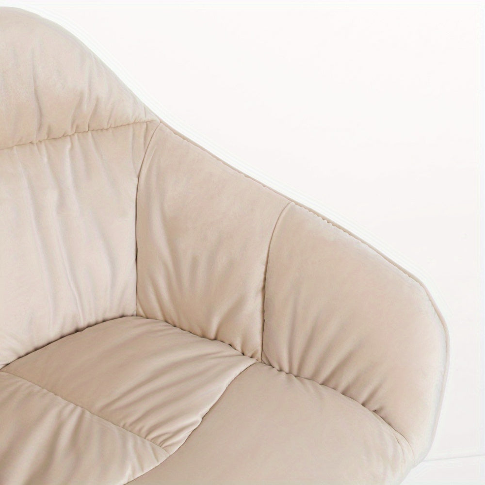 Eetkamerstoel – Stoel – Kuipstoel – Armstoel – Keukenstoel – Velvet Bekleding – Metalen Poten – Set Van 2 – Verstelbare Voorpoten – Beige