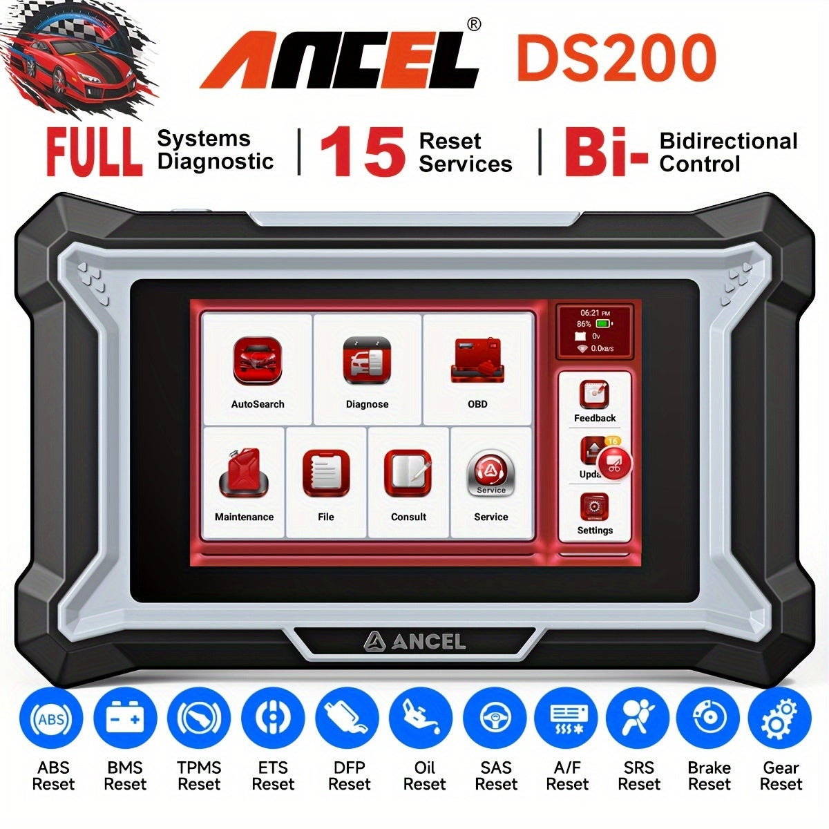 OBD2 Scanner – Autodiagnose Tool – Foutcodelezer – Diagnosetester – Diagnoseapparaat – 15+ Resetfuncties – Automatische Voertuigherkenning