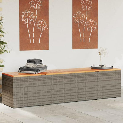 Opbergbox Tuin – Tuinkussenbox – Tuinbox – Tuinkist – Tuinopbergkast – Extra Lang – Geweven Hars Met Acaciahout – Ruim Met Uitneembare Waterbestendige Tas