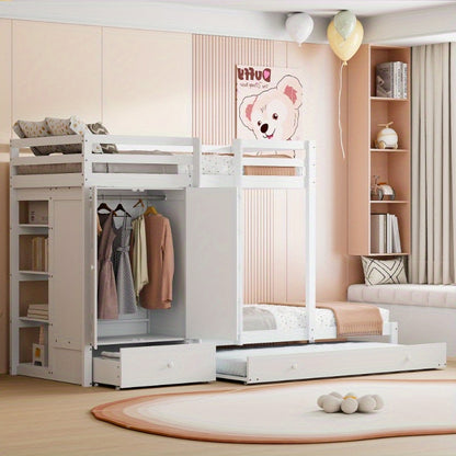 Stapelbed – Uittrekbed – Kinderbed – Hoogslaper – Slaapbank – Ruimtebesparend Design – Duurzaam Kunststof Zonder Elektriciteit