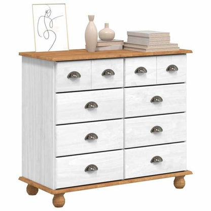 Ladekast – Dressoir – Commode – Opbergkast – Kast – Wit & Naturel Hout – 91x40x79 cm – Vergrendelbare Laden
