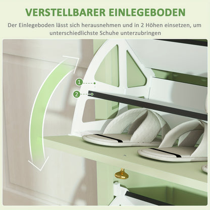 2-door Shoe Cabinet, Shoe Rack with Drawers, Shoe Rack, Shoe Cabinet for 12 Pairs of Shoes, Shoe Storage for Entrance Areas and Hallways, 88 X 30 X 120cm, Green