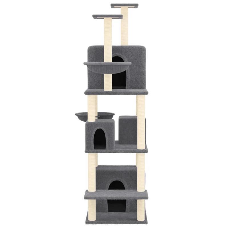 Krabpaal – Kattenboom – Klimpaal – Kattenmeubel – Krabmeubel – Donkergrijs – 180 cm Hoog – Stevig Plywood Met Sisal