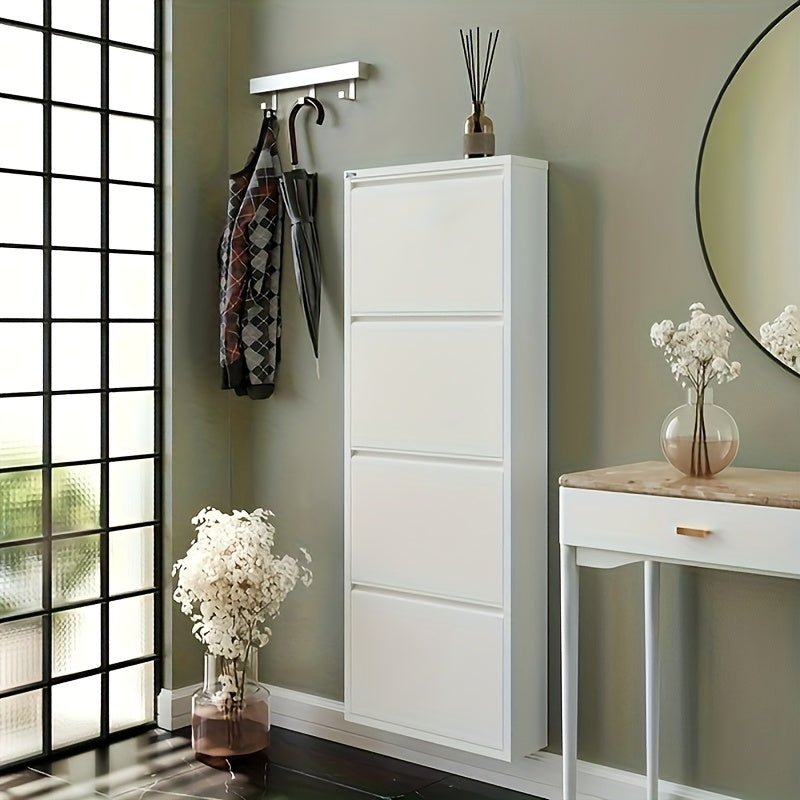 Shoe Rack, Shoe Cabinet with 3 Shelves, Shoe Rack for The Entrance Area, Cupboard, Narrow Shoe Cabinet, Bamboo Shoe Bench, Narrow Shoe Rack, Multi-purpose Cabinet, 139 X 55 X 15cm Ideal for Shoes, Hallway, Bathroom, Living Ro
