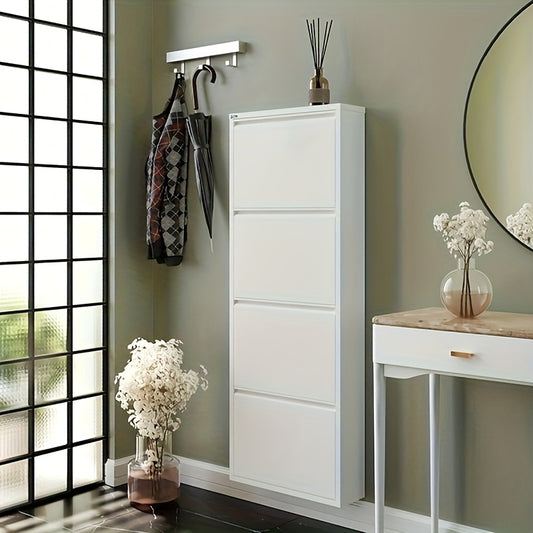 Shoe Rack, Shoe Cabinet with 3 Shelves, Shoe Rack for The Entrance Area, Cupboard, Narrow Shoe Cabinet, Bamboo Shoe Bench, Narrow Shoe Rack, Multi-purpose Cabinet, 139 X 55 X 15cm Ideal for Shoes, Hallway, Bathroom, Living Ro