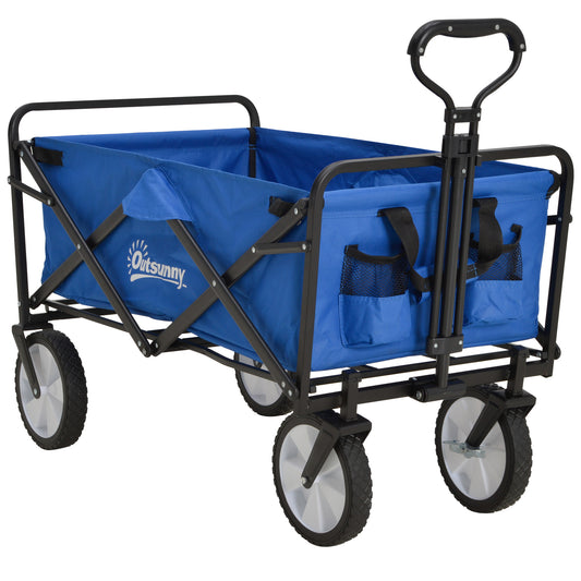Handkar – Transportwagen – Bolderkar – Opvouwbare Kar – Trolley – Donkerblauw – Draagvermogen 68 kg – Verstelbare Handgreep en Remmen