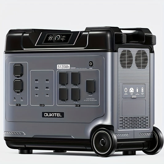 Powerstation – Zonne-energiecentrale – Draagbare Generator – Noodstroomvoorziening – Mobiele Stroomvoorziening – 5120Wh LiFePO4 Batterij – 2200W Continu Vermogen Met UPS-functie