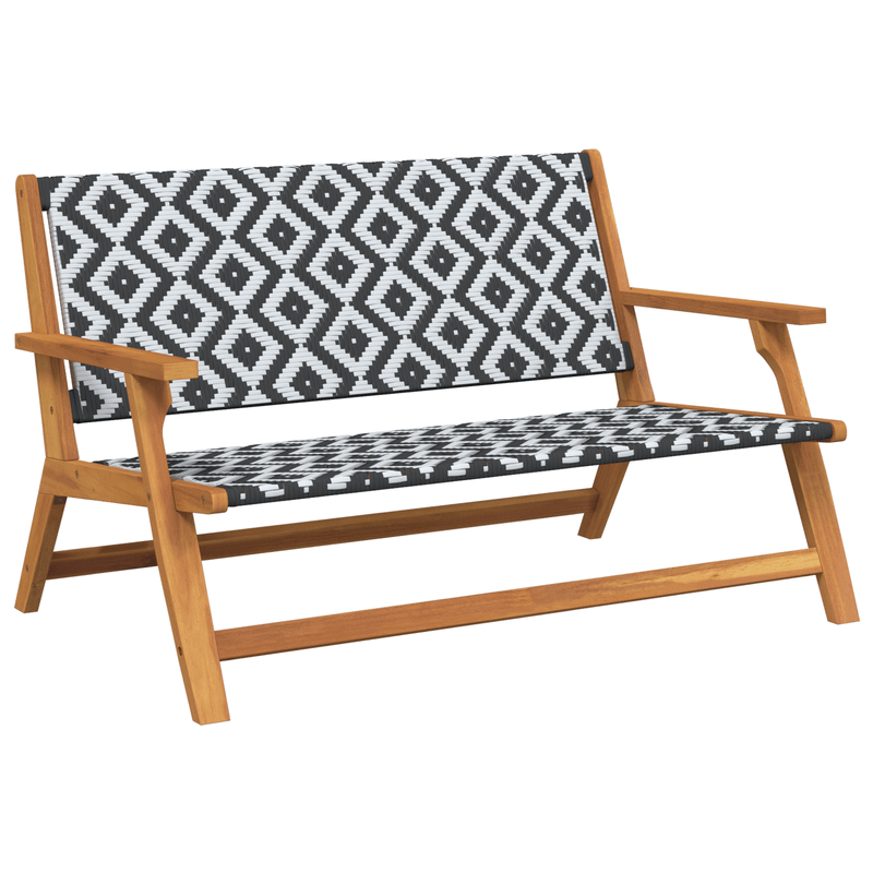 Tuinbank – Tuinmeubel – Buitenbank – Houten Bank – Zwart-Wit – Weerbestendig – Visgraatpatroon – 122x76x73,5 cm – Geen Montage