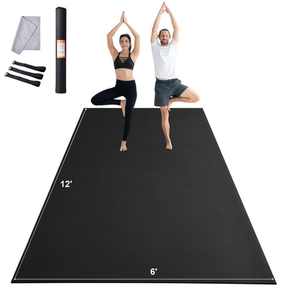 Fitnessmat – Yogamat – Trainingsmat – Oefenmat – Pilatesmat – Extra Groot 12x6ft – Anti-Slip PVC Dikte 7mm