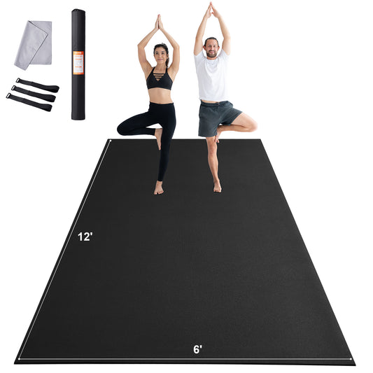 Fitnessmat – Yogamat – Trainingsmat – Oefenmat – Pilatesmat – Extra Groot 12x6ft – Anti-Slip PVC Dikte 7mm