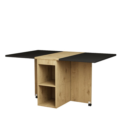 Uitschuifbare Eettafelset – Eetkamerset – Keukentafelset – Tafel Met Stoelen – Ruimtebesparend – Modern Landelijk Design – Wit Zwart Eikenhout – Compact En Multifunctioneel