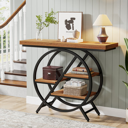 Slank Haltafelt – Smal Sofa Sidetable – Smalle Opbergtafel – Gangtafel – Metaal Houten Frame – 100 cm Breed – 4 cm Dikke Bladen – Robuust & Duurzaam