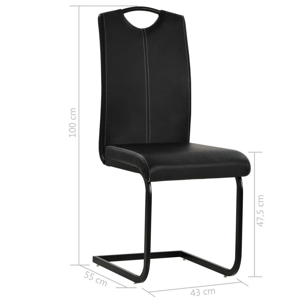 Eetkamerstoelen – Stoelen – Dining Stoelen – Kuipstoel – Zwarte Kunstleren Stoelen – Set Van 2 – Comfortabel Foam Gevoerd – Stevig Metalen Frame