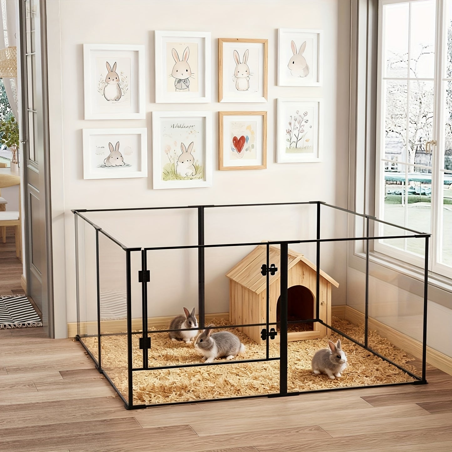 Speelren Huisdier – Hondenren – Knaagdierren – Speelhekje – Pet Enclosure – 122x122x76,5 cm – Acrylmateriaal – Modulair & Uitbreidbaar