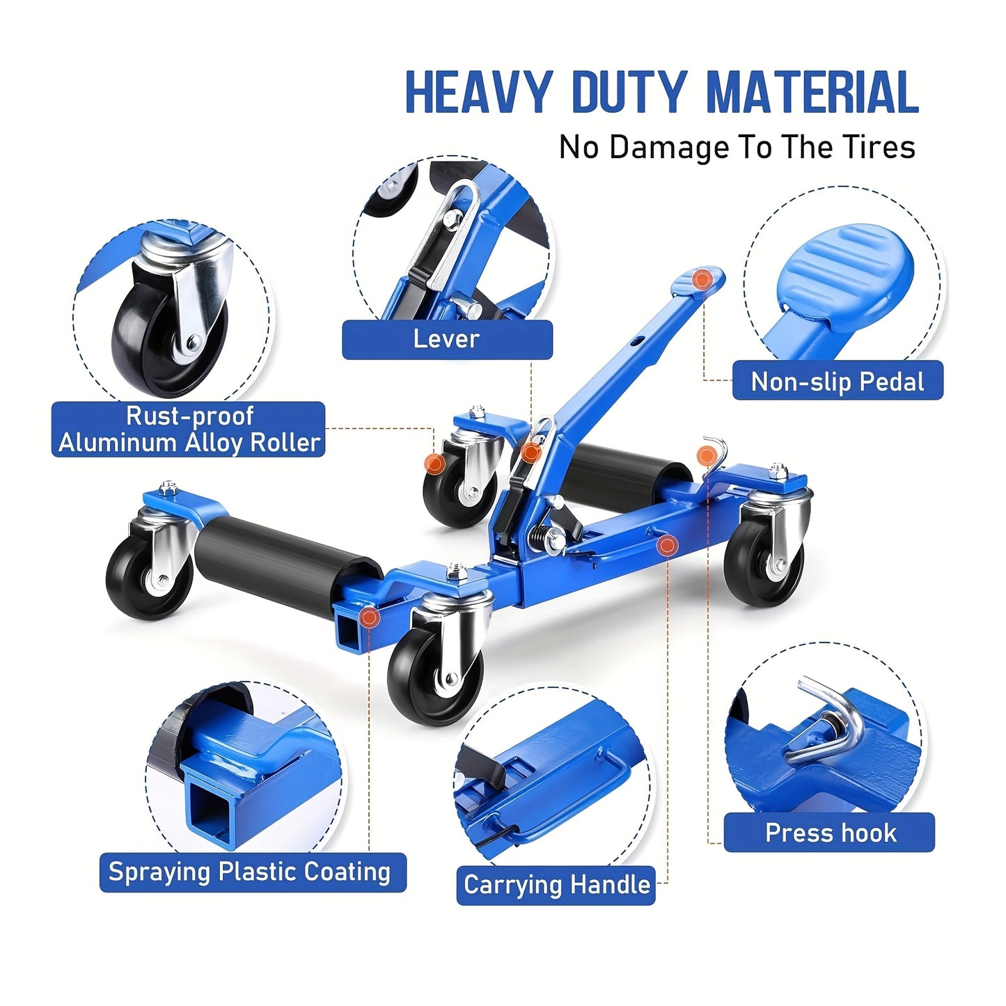 Car Tire Trailer – Autotrailer – Kayak Trailer – Bootentrailer – Aanhanger – 680.39 KG Capaciteit – Set Van 2 Trailer Jacks