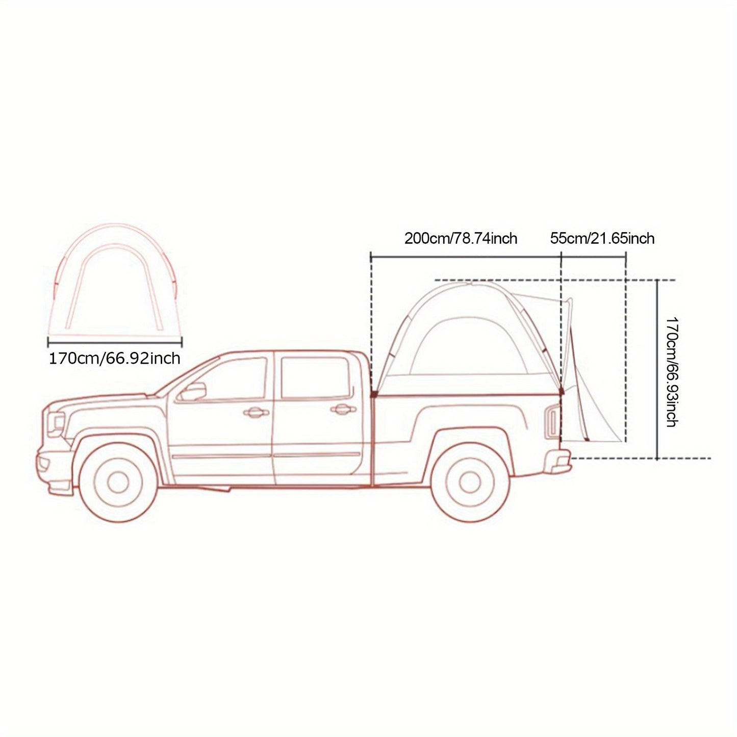 Trucktent – Pickup Tent – Laadbak Tent – Auto Tent – Kampeertent – Ruim 315x180x170 cm – Waterafstotend 210D Oxford Doek