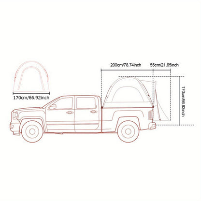Trucktent – Pickup Tent – Laadbak Tent – Auto Tent – Kampeertent – Ruim 315x180x170 cm – Waterafstotend 210D Oxford Doek