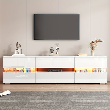 Tv-meubel – TV Kast – TV Meubel – TV Dressoir – Hoogglans Meubel – Wit Hoogglans – Geschikt Tot 70 Inch – Acrylglas Push-Open Systeem