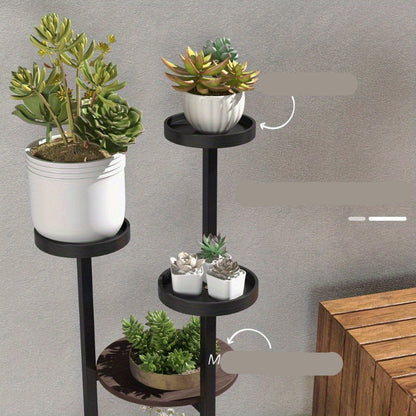 Plantenstandaard – Plantenrek – Plantenhouder – Plantenetagère – Plantenmeubel – 5-Laags – Metalen Frame – Houten Planken