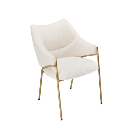 Armstoel – Eetkamerstoel – Fauteuil – Stoel – Zitstoel – Wit – Ergonomisch Ontwerp – Stevig Metalen Frame