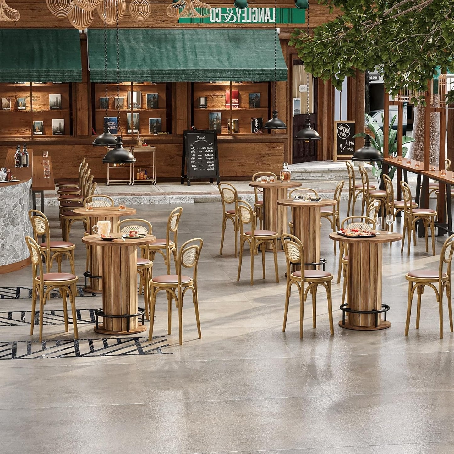 Ronde Eettafel – Eetkamer Tafel – Keukentafel – Bistrotafel – Eettafel Rond – 100 cm Diameter – Robuust Geperst Hout Met Voetensteun
