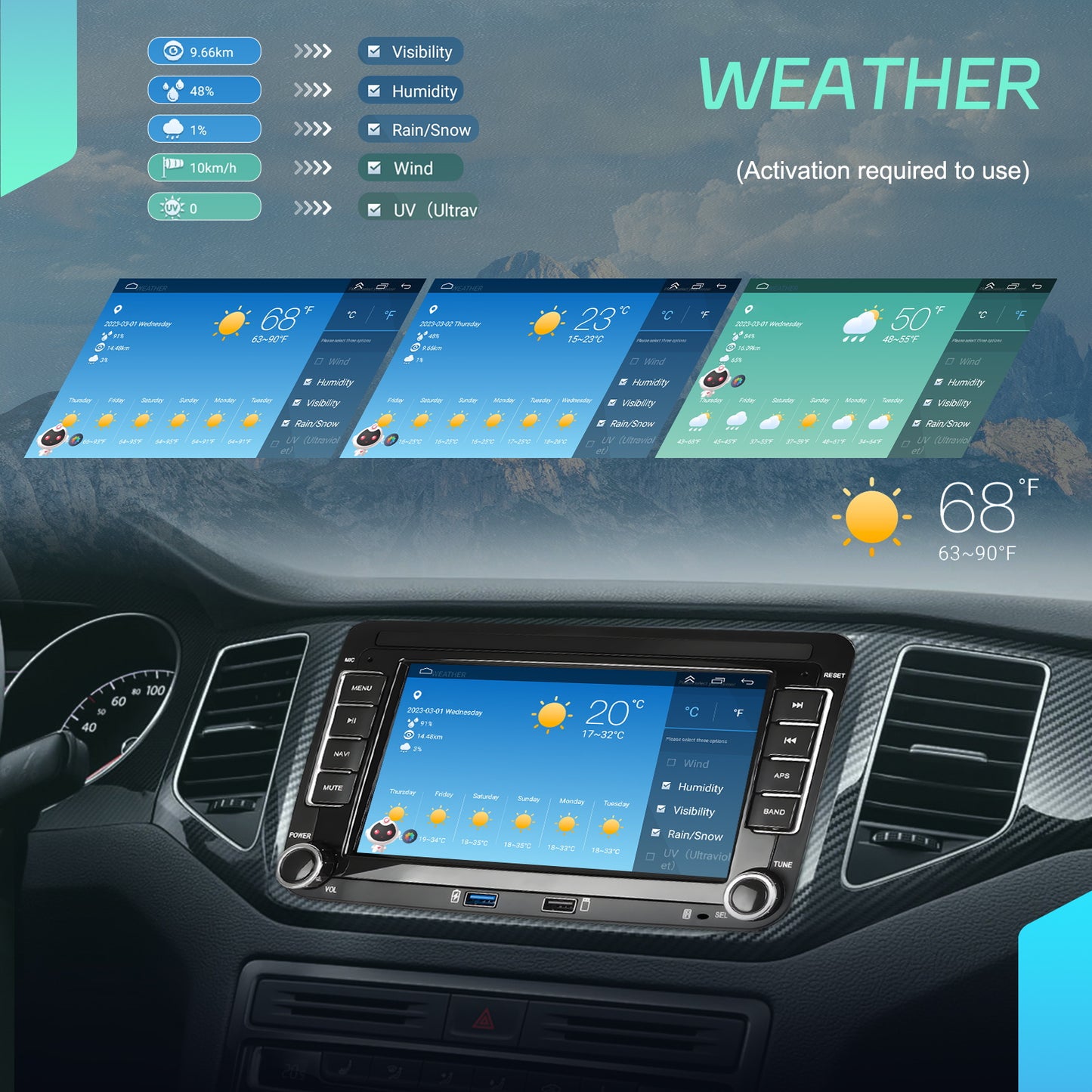 Podofo Android 15 Car Stereo for VW Golf 5/6, Passat, Jetta, Tiguan,, Caddy & More - 8-Core 6GB+128GB, 7-inch/9-inch HD IPS Touchscreen, CarPlay/Android Auto, GPS Navigation, Steering Wheel Control, Plug & Play (No Cables), A
