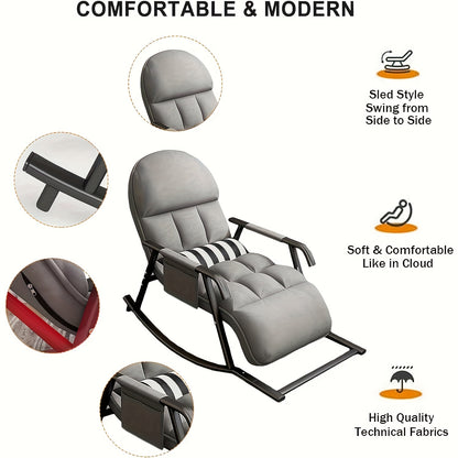 Schommelstoel – Relaxstoel – Fauteuil – Loungestoel – Schaukelsessel – Met Liegefunctie – Roestvrij Stalen Frame – Katoenen Bekleding