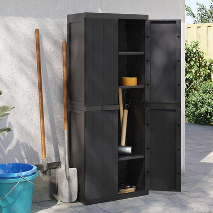 Tuinkast – Tuinschuur – Opbergkast – Tuinberging – Buitenbox – Duurzaam PP Materiaal – 65x37x165 cm – Met Slot en Planken