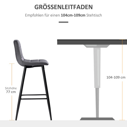 Barstoel – Barkruk – Barkrukken – Barstoel Set – Keukenkruk – Retro Design – Met Voetsteun – Afmetingen 42x47x105 cm – Grijs