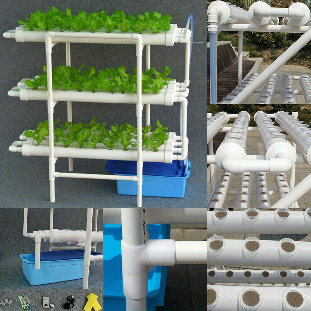Hydroponicsysteem – Hydrocultuursysteem – Kweekset – Plantenbak – Hydrocultuur Rek – 108 Plantplaatsen – 3 Lagen – PVC-U Kunststof – Automatisch Watersysteem