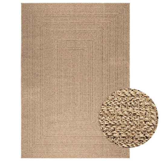 Mat Jute Look – Vloerkleed – Tapijt – Vloermat – Vloerbedekking – Extra Groot 160x230 cm – Weerbestendig & Handgemaakt – Naturel Bruin