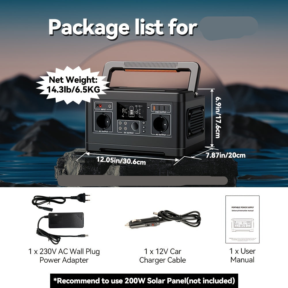 Powerstation – Draagbare Generator – Mobiele Accu – Noodstroom – Camping Stroom – 500W Vermogen – 520Wh Batterij
