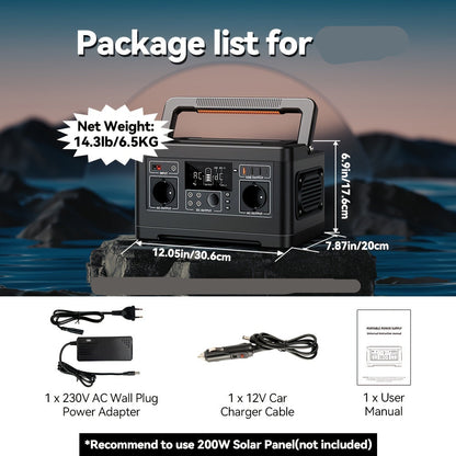 Powerstation – Draagbare Generator – Mobiele Accu – Noodstroom – Camping Stroom – 500W Vermogen – 520Wh Batterij