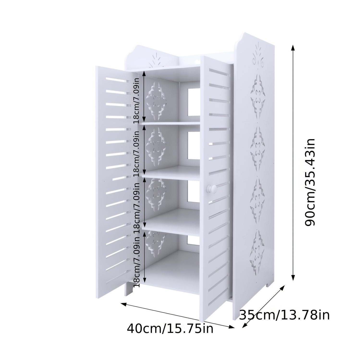 Schoenenkast met Dubbele Deuren – 4 Lagen Ruimtebesparend Schoenenrek – Geschikt voor Woonkamer, Hal, Slaapkamer of Appartement – 90 x 40 x 35 cm – Wit
