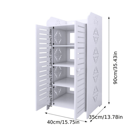 Schoenenkast met Dubbele Deuren – 4 Lagen Ruimtebesparend Schoenenrek – Geschikt voor Woonkamer, Hal, Slaapkamer of Appartement – 90 x 40 x 35 cm – Wit