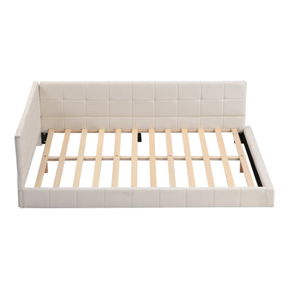 Upholstery bed sofa bed 140200 multifunction bed with slatted frame made of Light Beige -minded velvet stoff beige