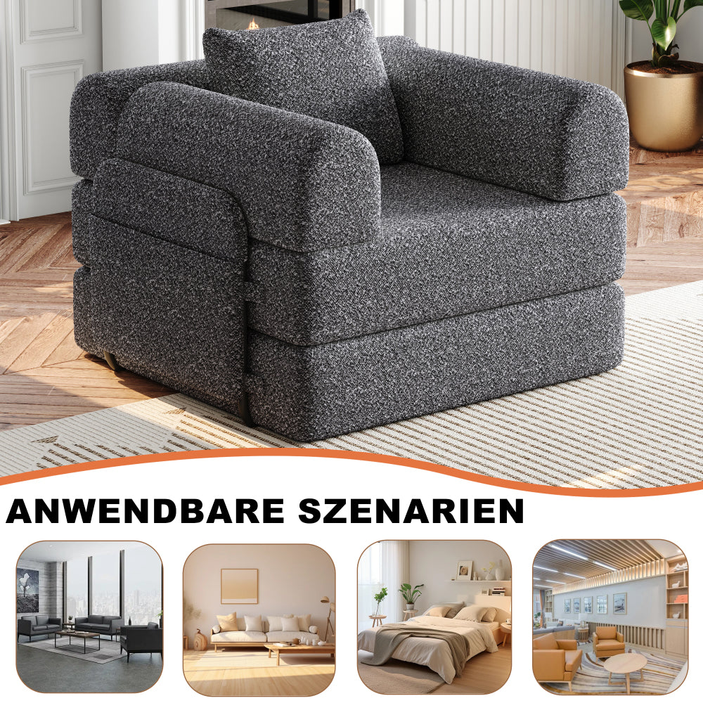 Bankbed – Slaapbank – Sofa Bed – Bedbank – Logeerbed – Chenille Stof – Met Opbergruimte In Armleuning – Drie Metalen Frames Voor Stevigheid – Modulair En Flexibel