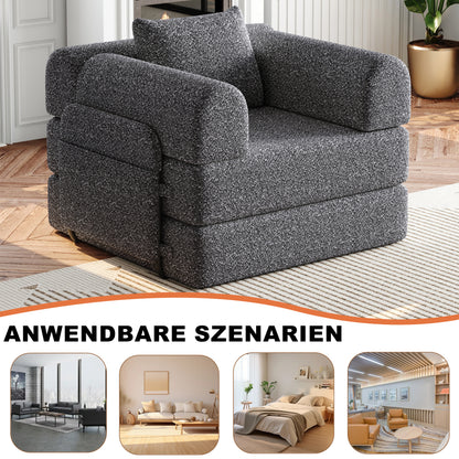 Bankbed – Slaapbank – Sofa Bed – Bedbank – Logeerbed – Chenille Stof – Met Opbergruimte In Armleuning – Drie Metalen Frames Voor Stevigheid – Modulair En Flexibel
