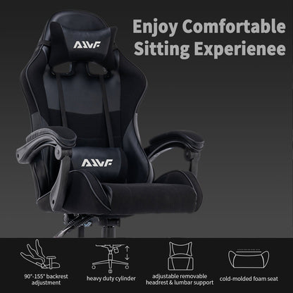 Gaming Chair – Gamingstoel – Bureaustoel – Ergonomische Stoel – Draaistoel – Met Voetensteun – Memory Foam Comfort – Verstelbare Hoofd- en Lendensteun – Groen